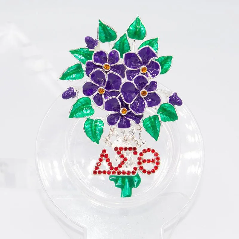 ΔΣΘ Sorority Violet Flower Brooch Pin