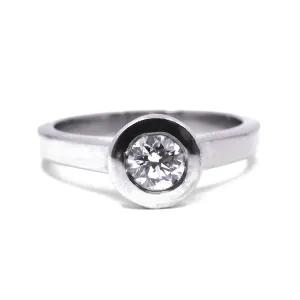 0.40ct Bezel Set Diamond Solitaire Ring | Pre-Loved | 18K White Gold