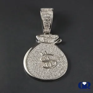 0.75 Carat Natural Diamond Dollar Sign 14K White Gold Pendant