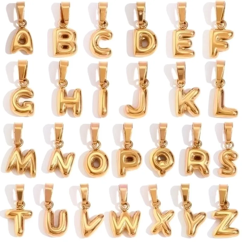 1 Piece 304 Stainless Steel 18K Gold Plated Letter Polished Pendant