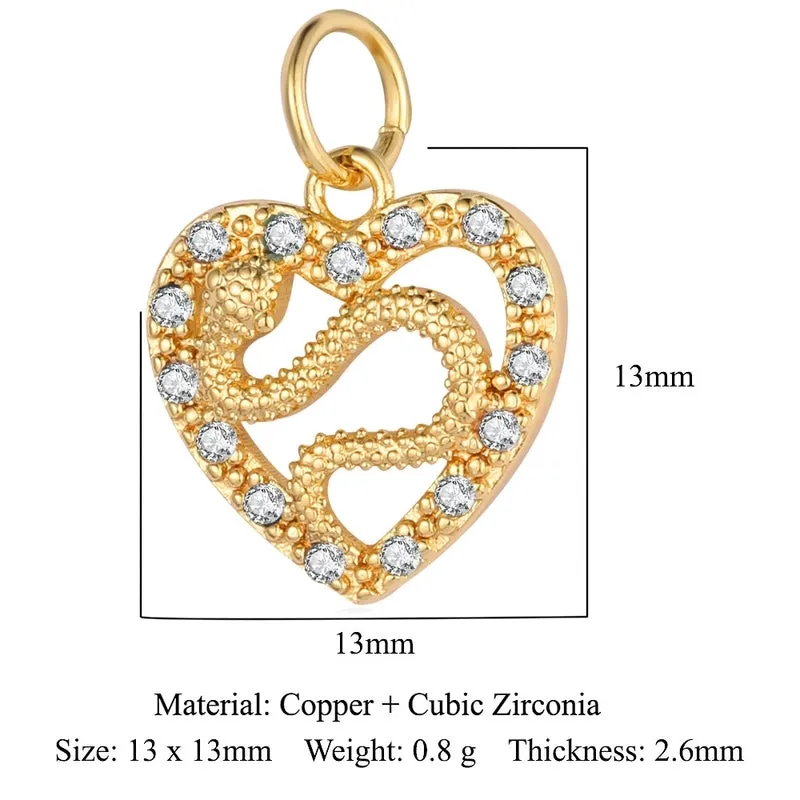 1 Piece Copper Rhinestones Heart Shape Pendant