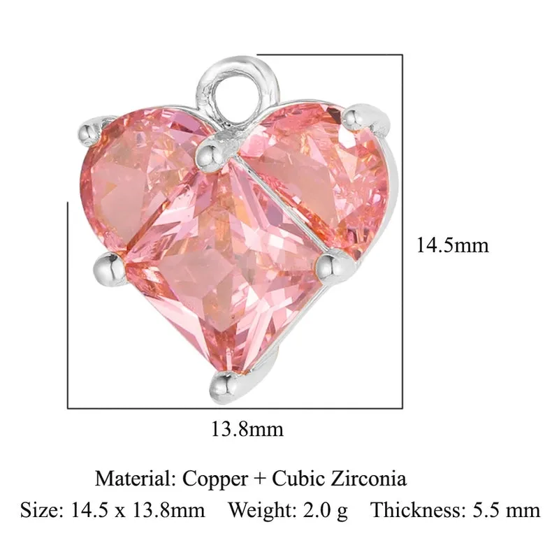 1 Piece Copper Rhinestones Heart Shape Pendant