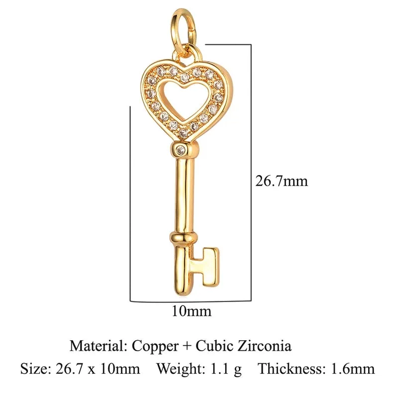 1 Piece Copper Rhinestones Heart Shape Pendant