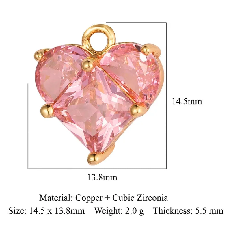 1 Piece Copper Rhinestones Heart Shape Pendant