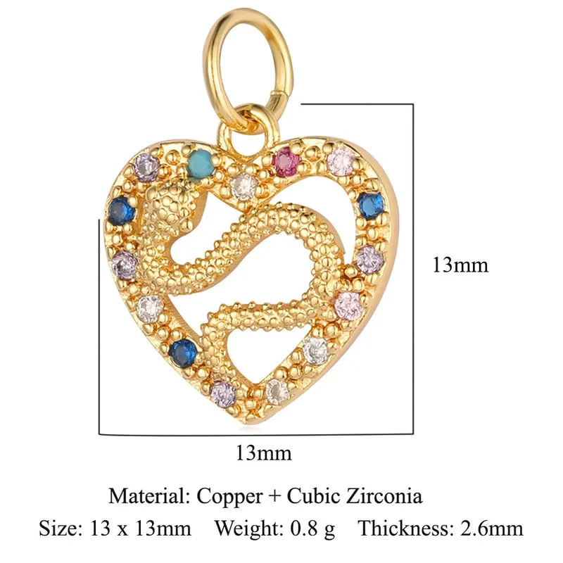 1 Piece Copper Rhinestones Heart Shape Pendant