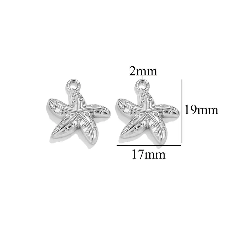 10 PCS/Package 304 Stainless Steel Starfish Dolphin Pendant