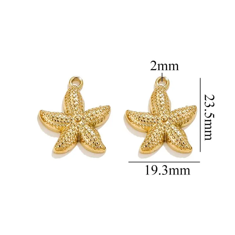 10 PCS/Package 304 Stainless Steel Starfish Dolphin Pendant