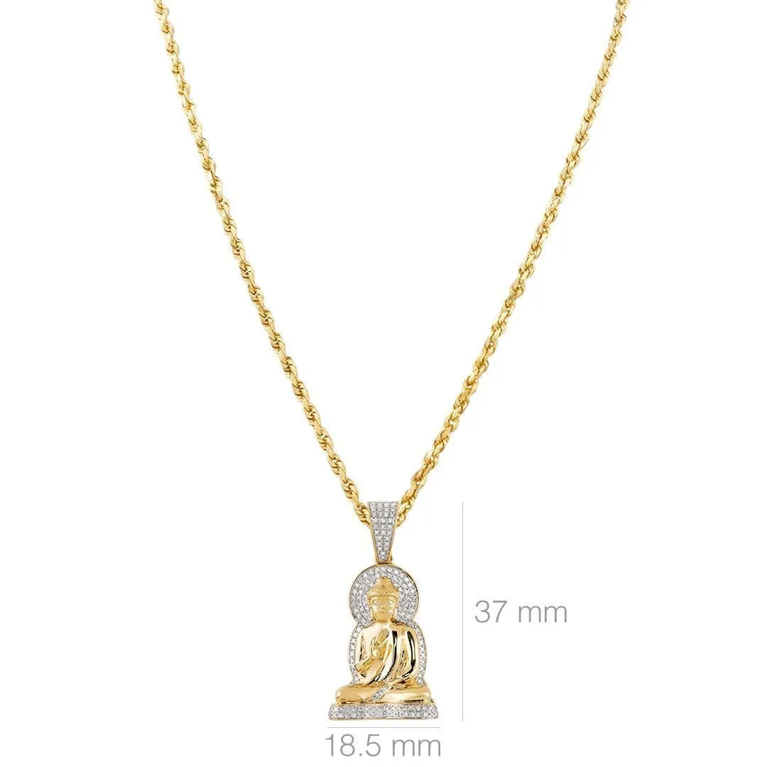 10k Two Tone Gold Diamond Buddha Pendant 0.50 Ctw