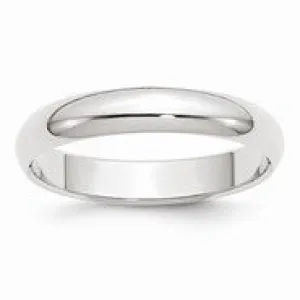 10k White Gold 4mm Half Round Wedding Band Ring