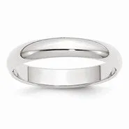 10k White Gold 4mm Half Round Wedding Band Ring