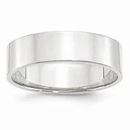 10k White Gold 6mm Lightweight Flat Wedding Band Ring