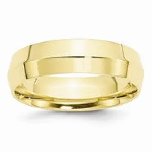 10k Yellow Gold 6mm Knife Edge Comfort Fit Wedding Band Ring