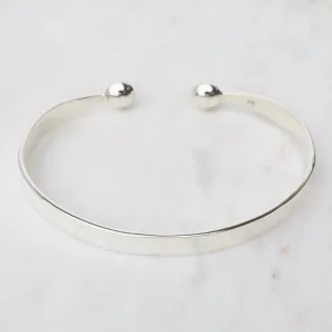 1/2" Simple Sterling Silver Cuff with Ball Ends