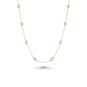 14 Stone Diamond By The Yard Necklace, Bezel Set Diamond Station Necklace (3.00 ct.) in 14K Gold