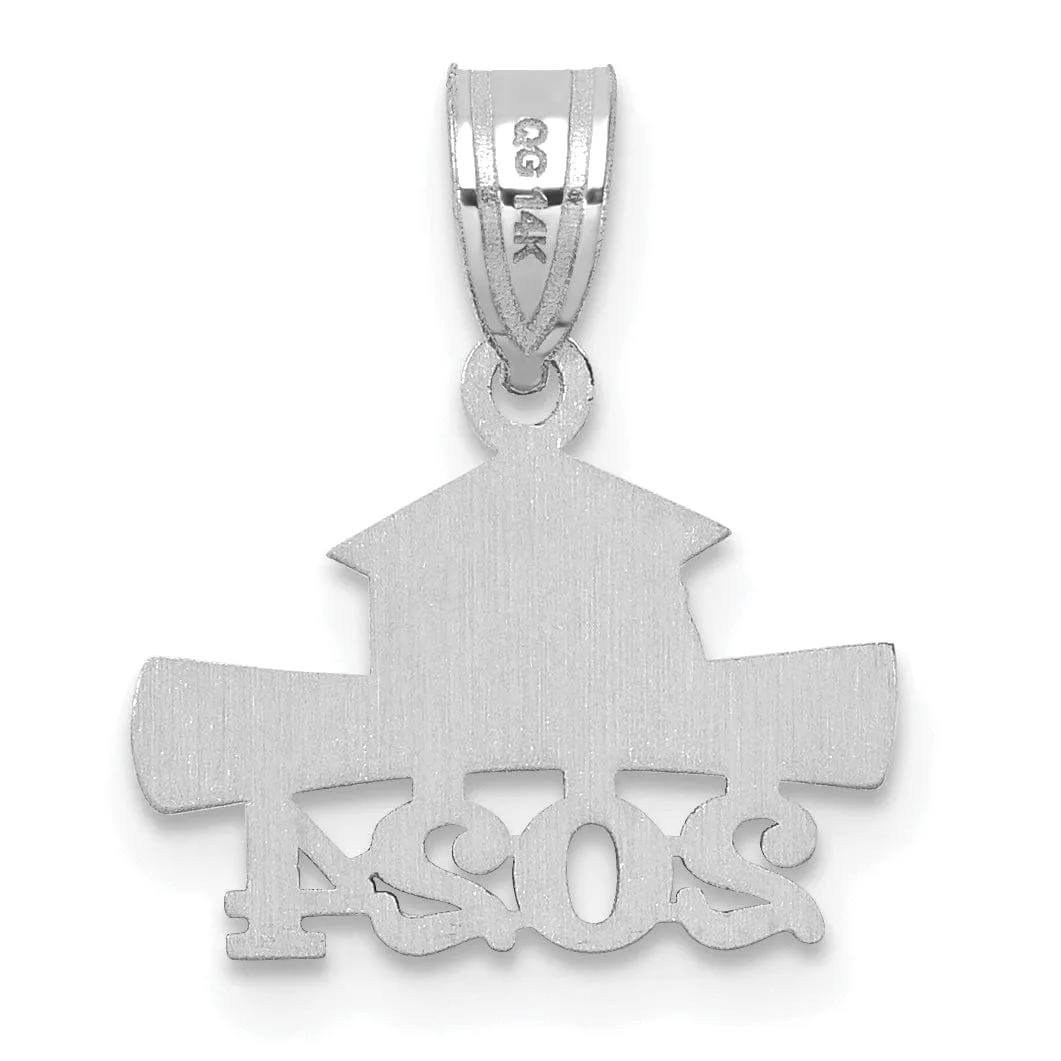 14K White Gold 2024 Graduation Cap & Diploma Charm, Unisex