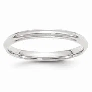 14k White Gold 2.5mm Half Round with Edge Wedding Band Ring