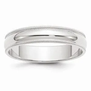 14k White Gold 5mm Milgrain Wedding Band Ring