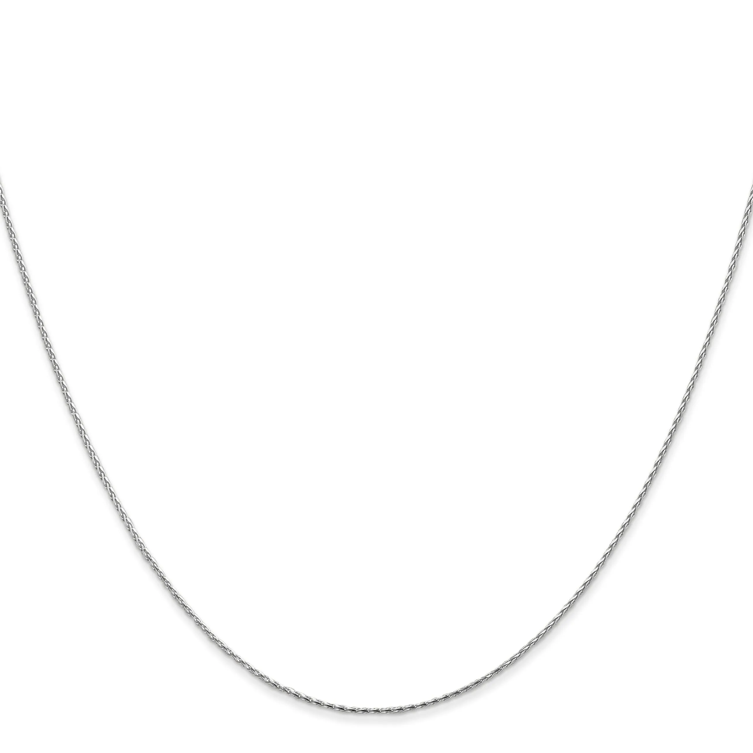 14K White Gold .80mm Round D.C Wheat Chain