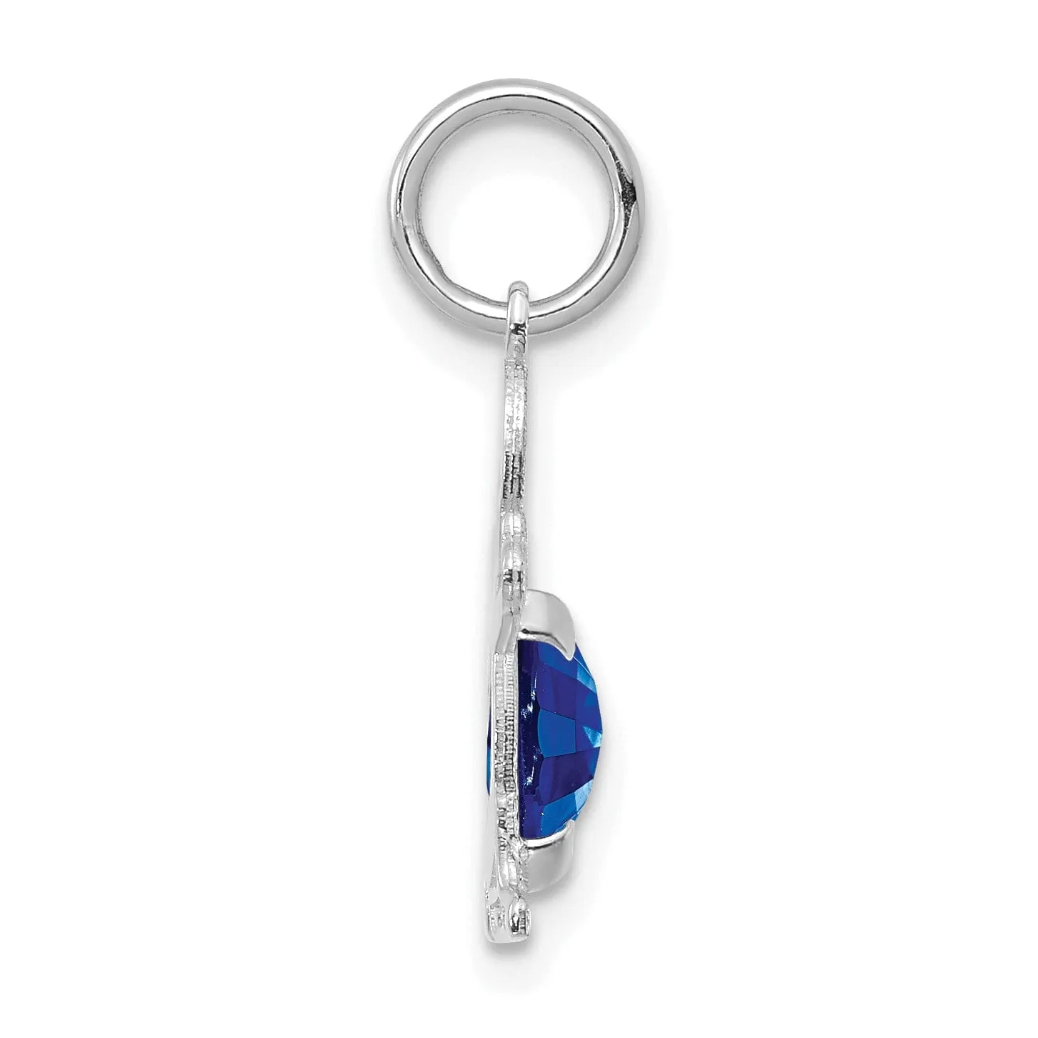 14k White Gold Boy Oval Genuine Sapphire