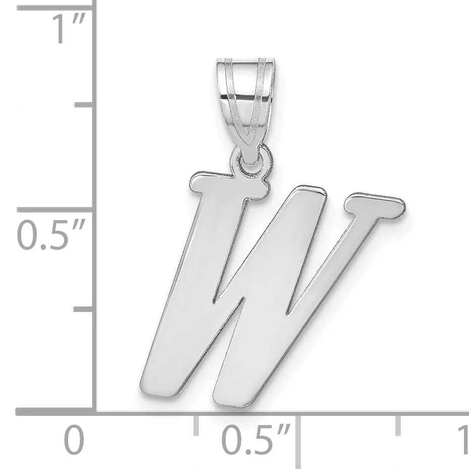 14k White Gold  Slanted Design Letter W Initial Charm Pendant