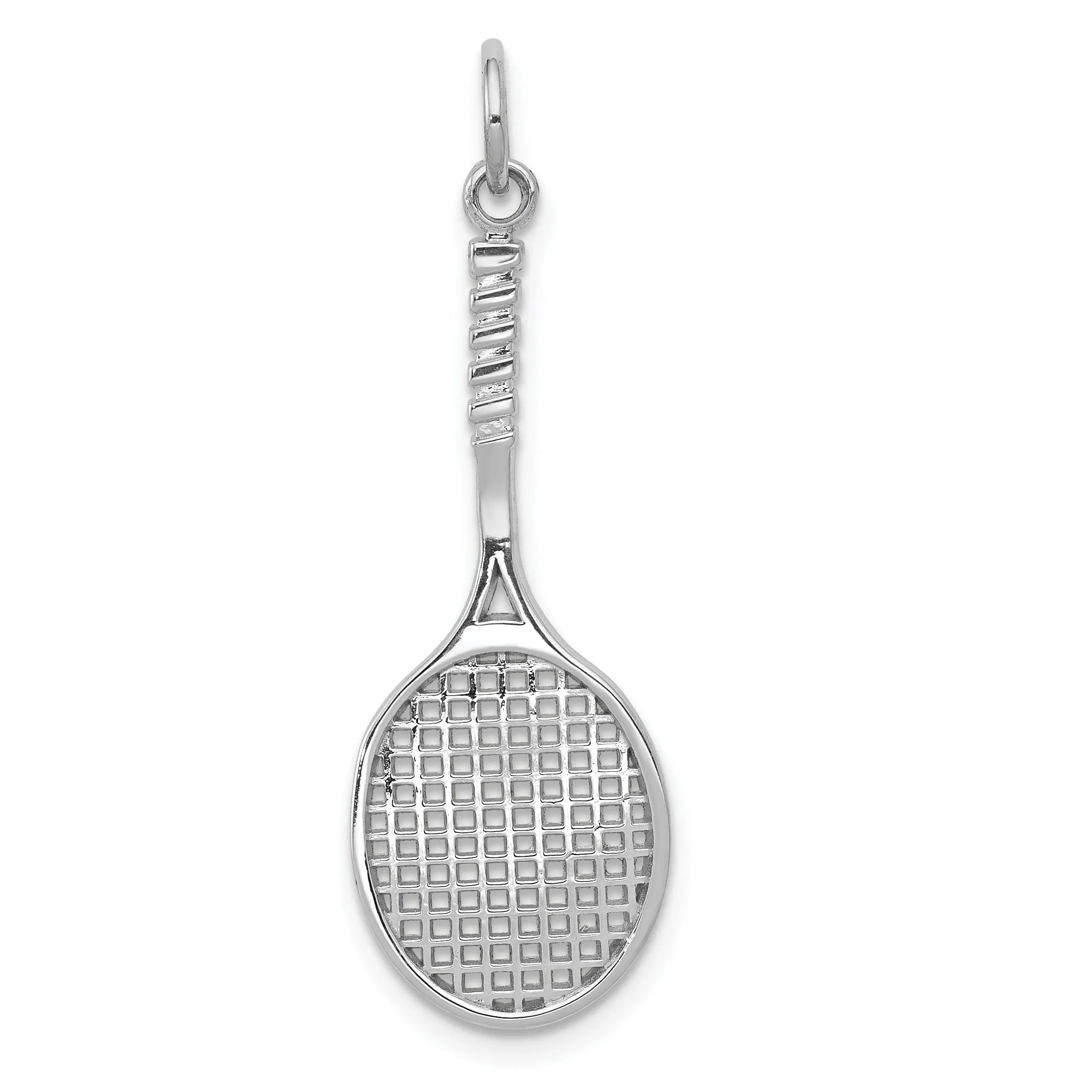 14k White Gold Tennis Racquet Charm Pendant