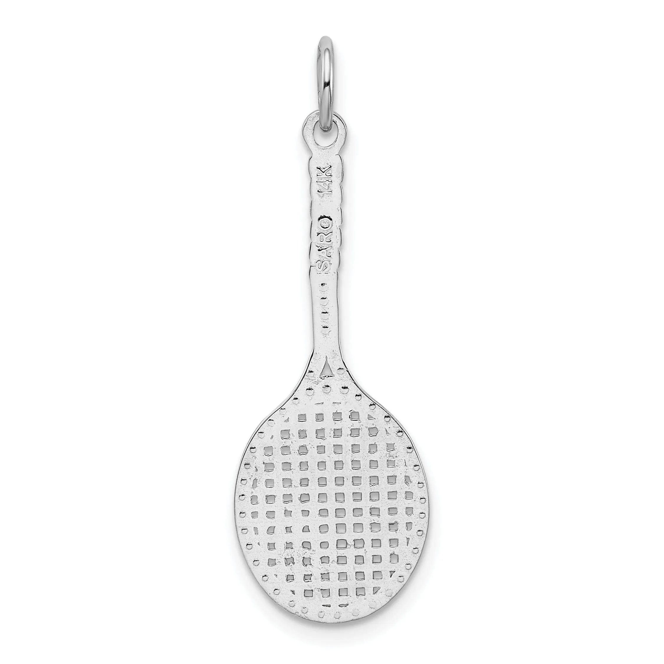 14k White Gold Tennis Racquet Charm Pendant