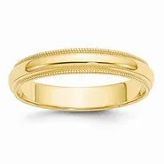 14k Yellow Gold 4mm Milgrain Half-Round Wedding Band Ring