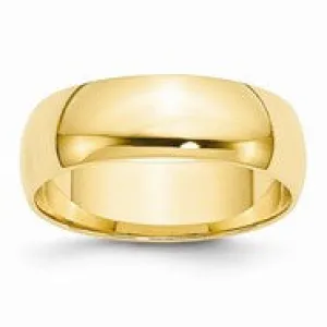 14k Yellow Gold 6mm Lightweight Half Round Wedding Band Ring