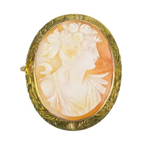 14K Yellow Gold Cameo Pin Pendant 33-27mm