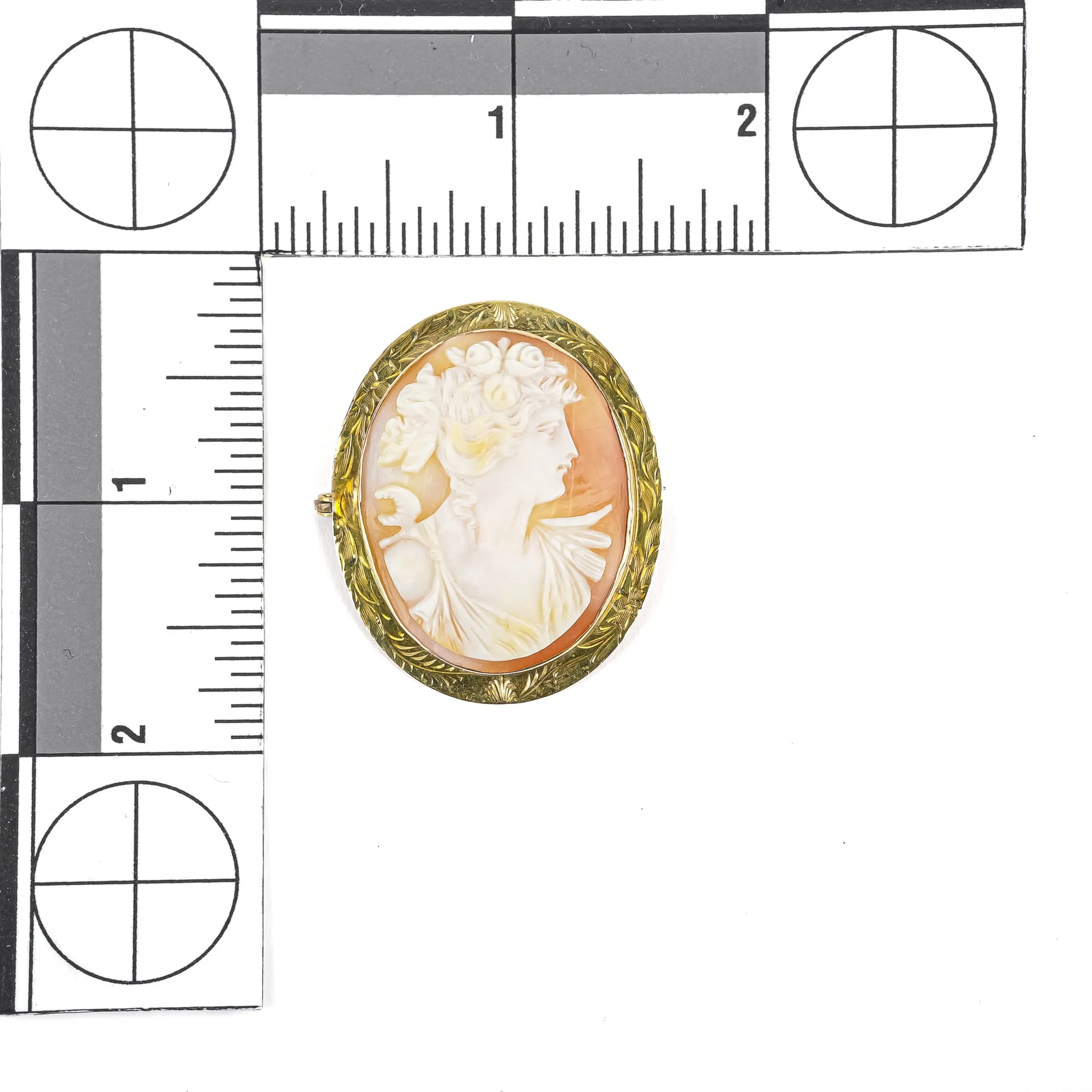 14K Yellow Gold Cameo Pin Pendant 33-27mm