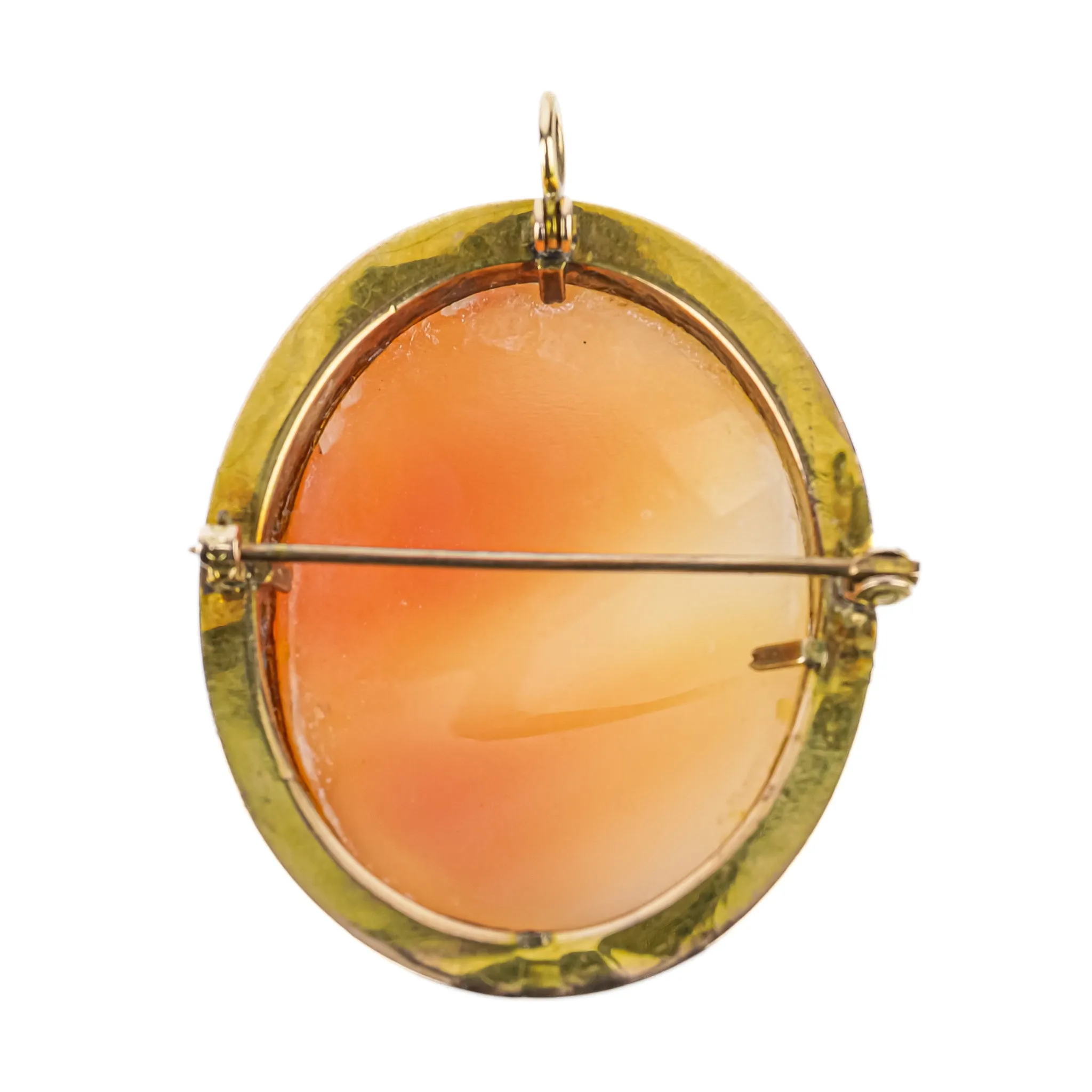 14K Yellow Gold Cameo Pin Pendant 33-27mm