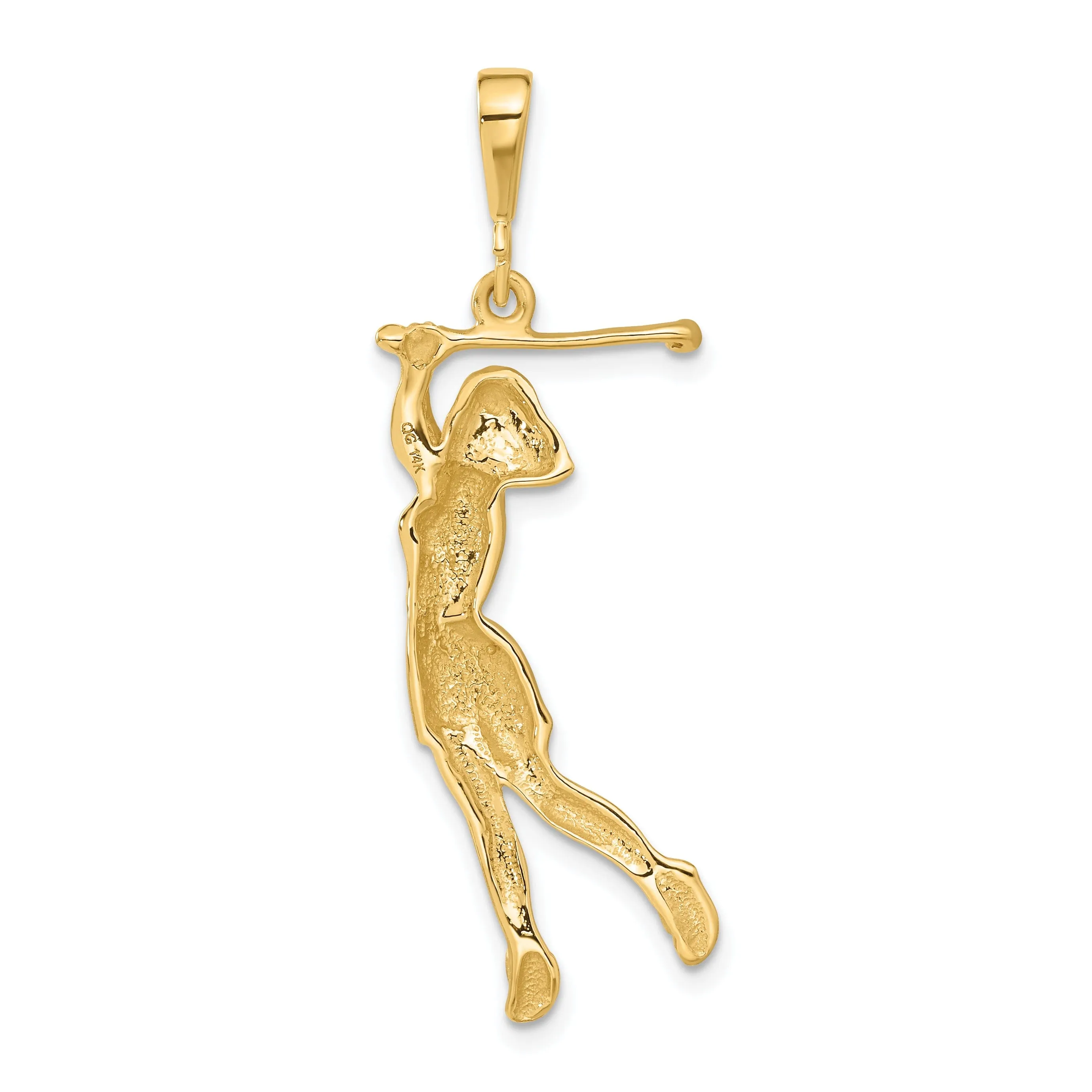 14k Yellow Gold Female Player Golfer Pendant