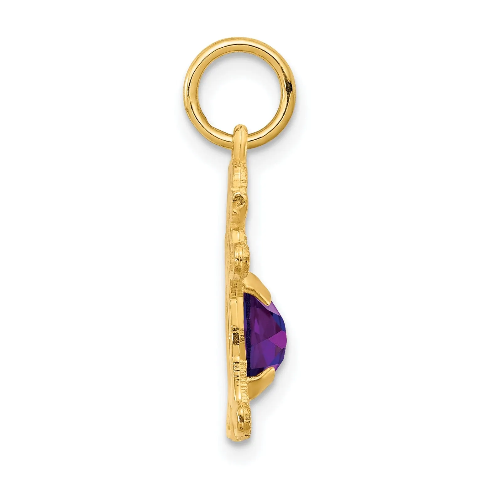 14k Yellow Gold Girl Oval Genuine Amethyst