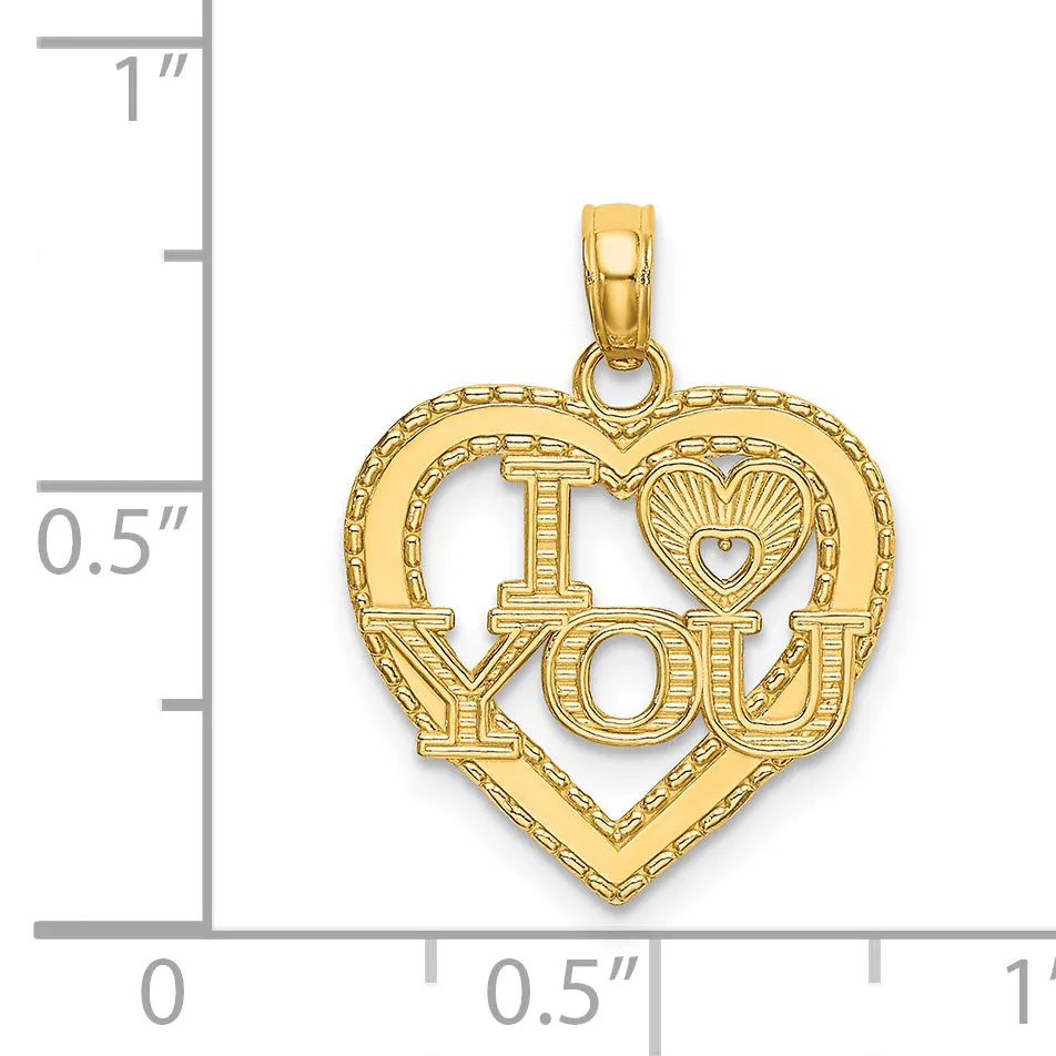 14k Yellow Gold I HEART YOU Pendant Design