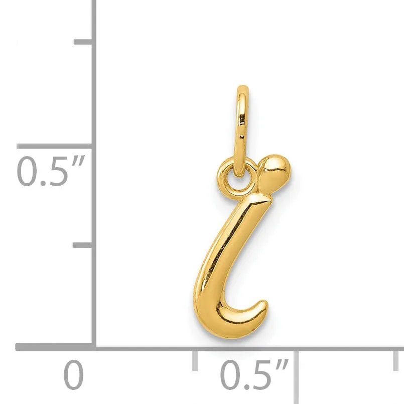 14K Yellow Gold Lower Case Script Letter I Initial Pendant