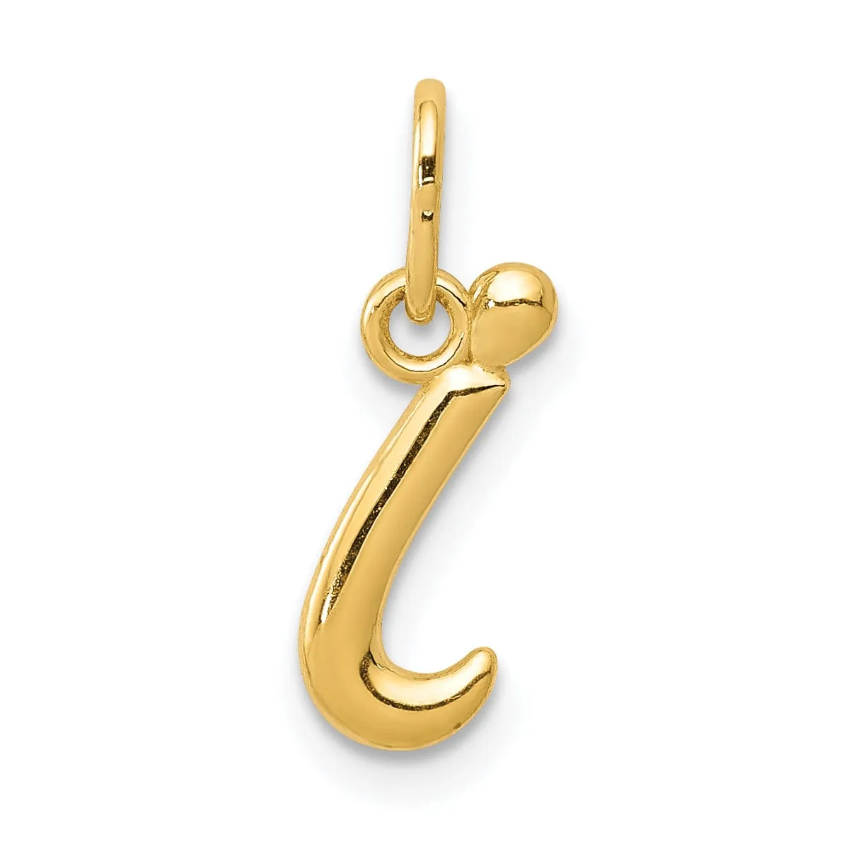 14K Yellow Gold Lower Case Script Letter I Initial Pendant