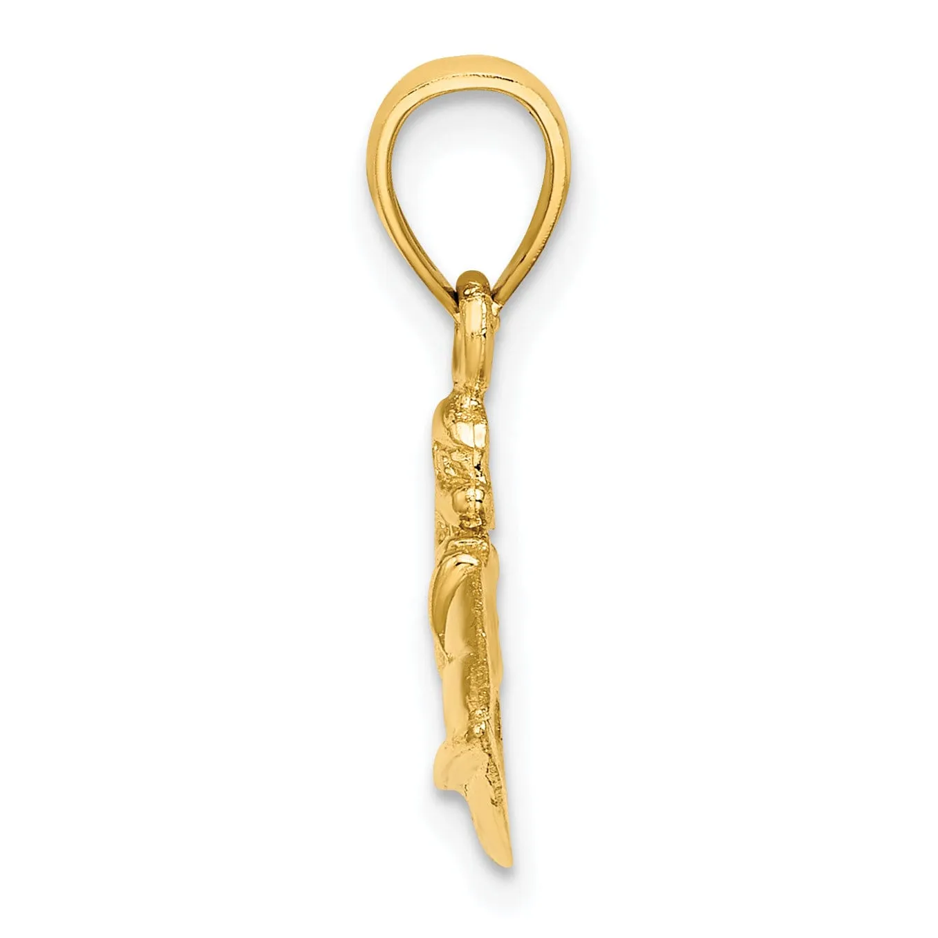 14K Yellow Gold Polish Textured Finish 2-Dimensional Jet Ski Charm Pendant