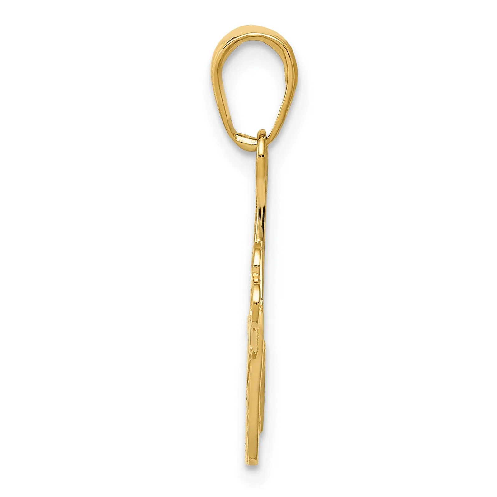 14k Yellow Gold Solid Comb and Scissors Charm