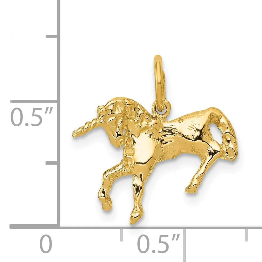 14k Yellow Gold Unicorn Charm