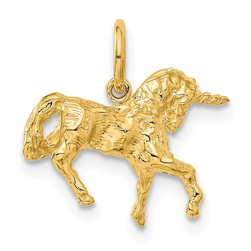 14k Yellow Gold Unicorn Charm