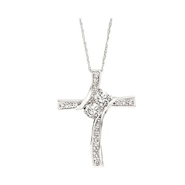 14KT White Gold & Diamond Classic Book Cross Pendants Neckwear Pendant  - 1/4 ctw