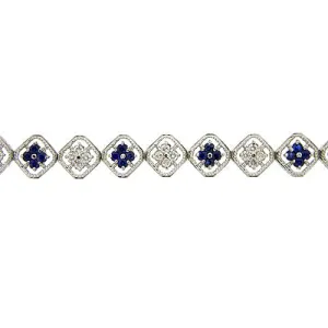 14KW Blue Sapphire and Diamond Bracelet