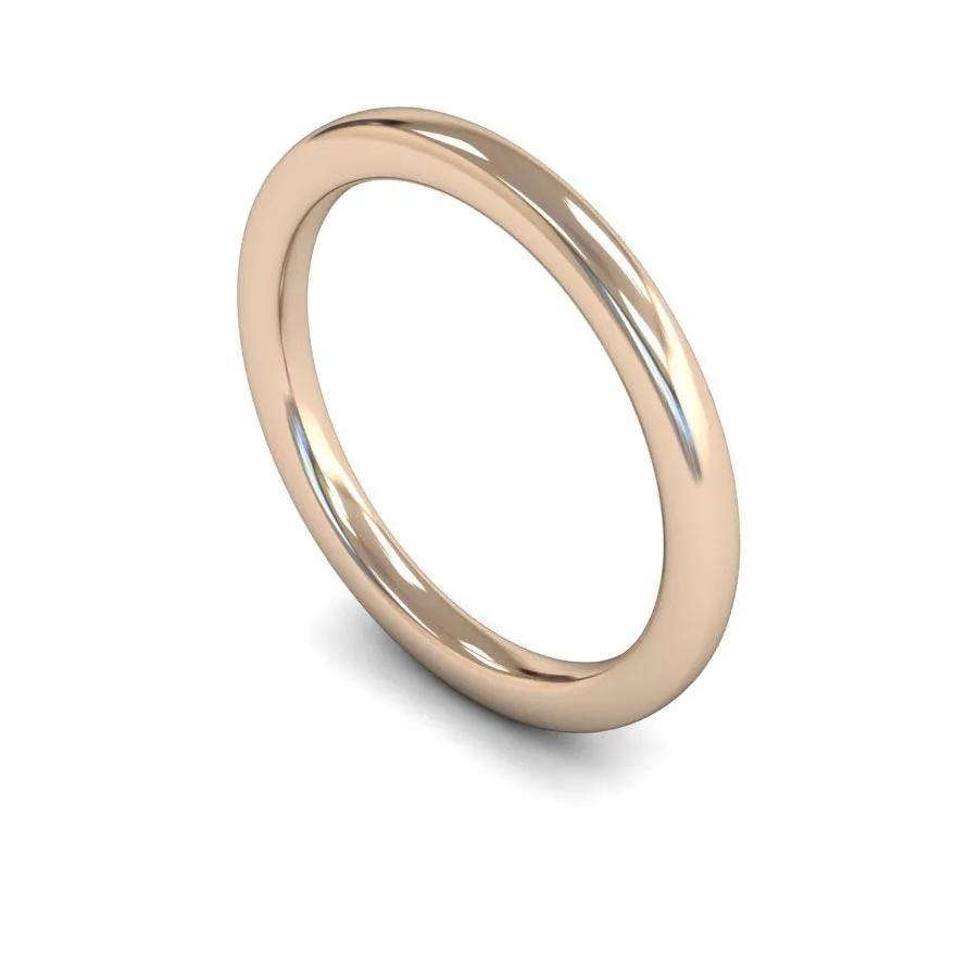 18ct Rose Gold Heavy Weight Slight Court 2mm Wedding Ring