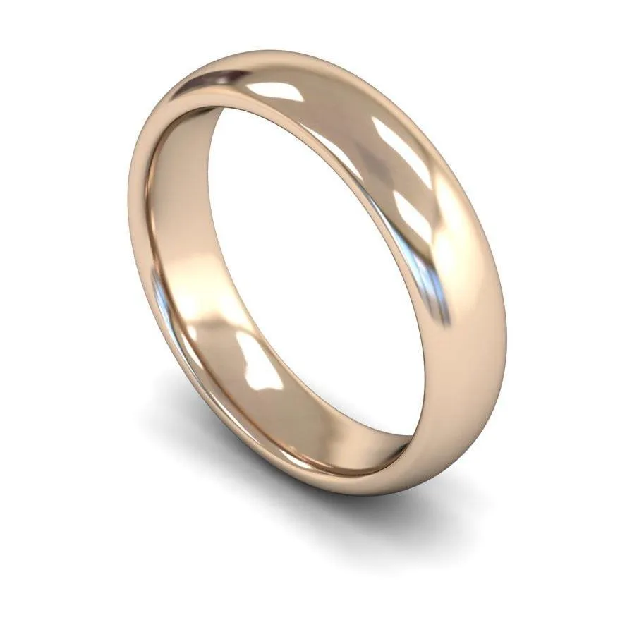 18ct Rose Gold Heavyweight Traditional Court/Flat Edge 5mm Wedding Ring