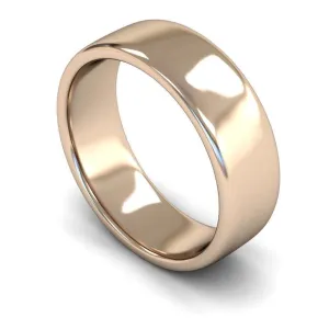 18ct Rose Gold Medium Weight Edged Slight Court 7mm Wedding Ring