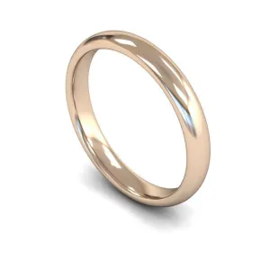 18ct Rose Gold Mediumweight Traditional Court/Flat Edge 3mm Wedding Ring