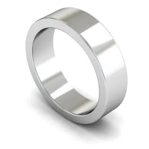 18ct White Gold Heavy Weight Flat 6mm Wedding Ring