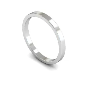 18ct White Gold Light Weight Flat 2mm Wedding Ring