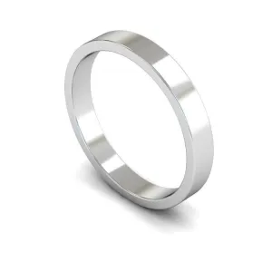 18ct White Gold Light Weight Flat 3mm Wedding Ring