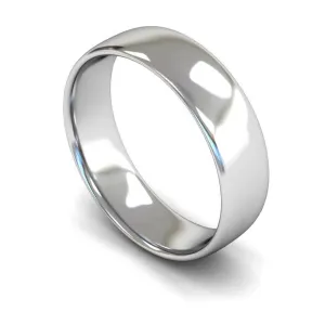 18ct White Gold Light Weight Slight Court 6mm Wedding Ring